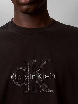 CAMISETA RELAXED FIT LINEN LOGO BLACK