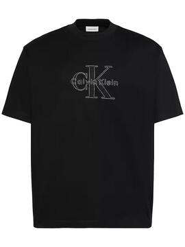 CAMISETA RELAXED FIT LINEN LOGO BLACK