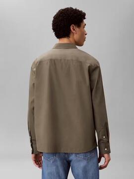 CAMISA DE POPELIN LAVADO RELAXED FIT DUSTY OLIVE