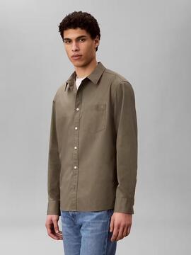 CAMISA DE POPELIN LAVADO RELAXED FIT DUSTY OLIVE