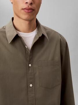 CAMISA DE POPELIN LAVADO RELAXED FIT DUSTY OLIVE