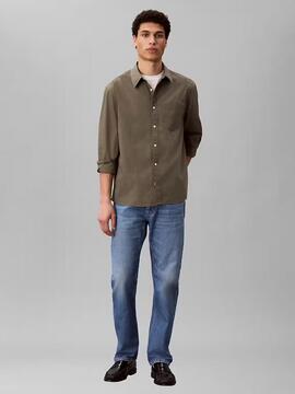 CAMISA DE POPELIN LAVADO RELAXED FIT DUSTY OLIVE