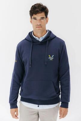 SUDADERA CON CAPUCHA REMOS DIBUJADOS AZUL MARINO