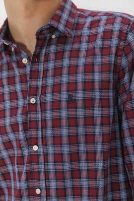 CAMISA CASUAL SARGA ESCOCÉS BERMELLÓN AZUL MARINO