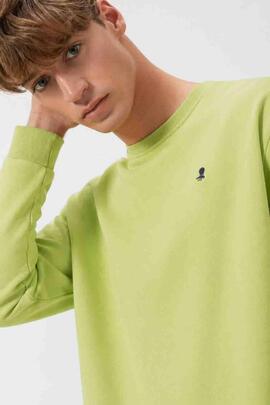SUDADERA BÁSICA BORDADO A CONTRASTE VERDE PISTACHO