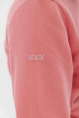 SUDADERA BÁSICA BORDADO A CONTRASTE GARMENT DYED ROSA CHICLE