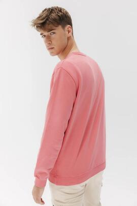 SUDADERA BÁSICA BORDADO A CONTRASTE GARMENT DYED ROSA CHICLE