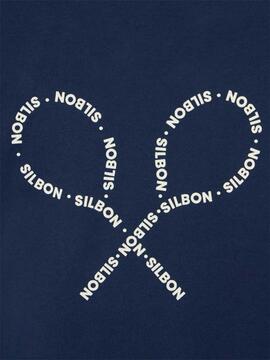 CAMISETA RAQUETAS LETTERING AZUL MARINO