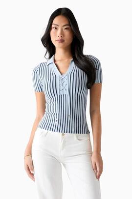 POLO ACANALADO LACE UP REGINA LIGHT BLUE AND DARK