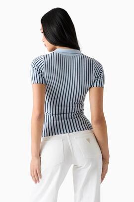 POLO ACANALADO LACE UP REGINA LIGHT BLUE AND DARK