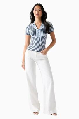 POLO ACANALADO LACE UP REGINA LIGHT BLUE AND DARK