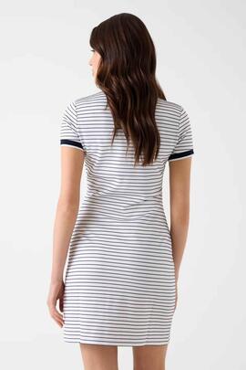 VESTIDO DE RAYAS ALPHONSINE STRIPED PURE WHITE AND NAVY