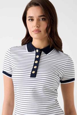 VESTIDO DE RAYAS ALPHONSINE STRIPED PURE WHITE AND NAVY