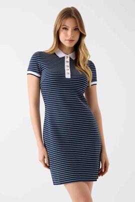 VESTIDO DE RAYAS ALPHONSINE STRIPED  BLACKENED AND PURE WHIT