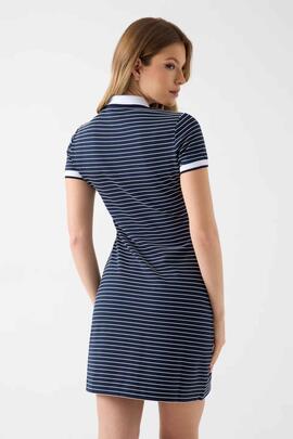 VESTIDO DE RAYAS ALPHONSINE STRIPED  BLACKENED AND PURE WHIT