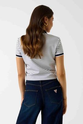 POLO DE RAYAS ALPHONSINE STRIPED PURE WHITE AND NAVY