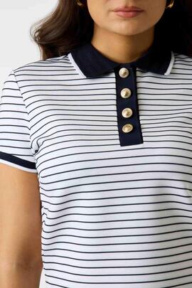 POLO DE RAYAS ALPHONSINE STRIPED PURE WHITE AND NAVY