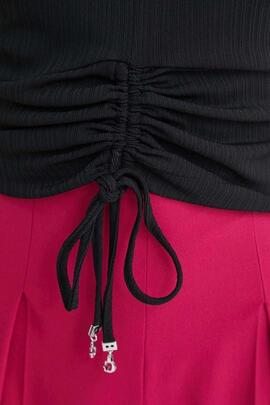 TOP SANGALLO SLEEVE ELENA TOP JET BLACK