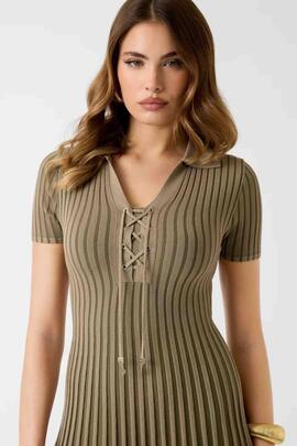 VESTIDO ACANALADO LACE UP REGINA SAGE AND OLIVE GR