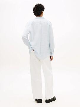 CAMISA DE MEZCLA DE LINO REGULAR FIT BLUE TWILIGHT