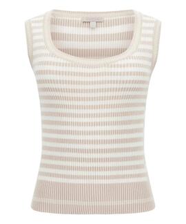 TOP MARTI TANK STRIPE RIB SLIM FIT PEARL OYSTER MULTI