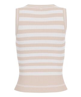 TOP MARTI TANK STRIPE RIB SLIM FIT PEARL OYSTER MULTI