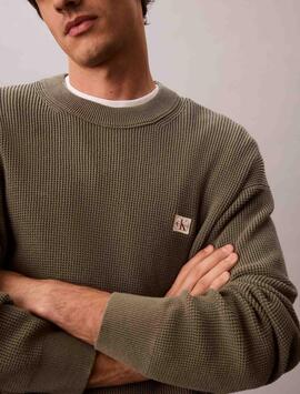 JERSEY EN PUNTO GOFRADO DE ALGODÓN RELAXED FIT DUS