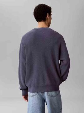 JERSEY EN PUNTO GOFRADO DE ALGODÓN RELAXED FIT BLUE NOMAD