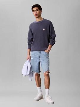 JERSEY EN PUNTO GOFRADO DE ALGODÓN RELAXED FIT BLUE NOMAD