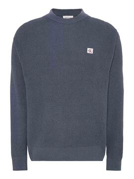 JERSEY EN PUNTO GOFRADO DE ALGODÓN RELAXED FIT BLUE NOMAD