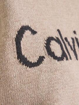 JERSEY  RELAXED CONTRAST LOGO SHIITAKE MELANGE