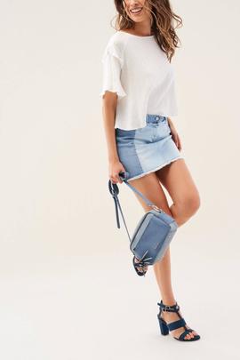 FALDA SHAPE UP CON MEZCLA DE DENIM