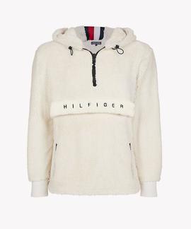 tommy hilfiger oversized teddy half zip hoodie