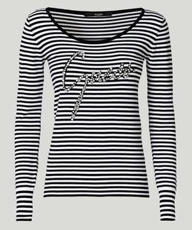 LS RN CLARA SWEATER BLACK - WHITE STRIPE