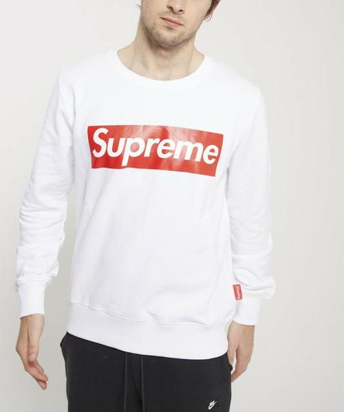 SUDADERA SUPREME NEGRA CON LOGO ROJO