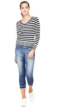 LS VN ESTELLA SWTR WHITE - INK BLUE STRIPES