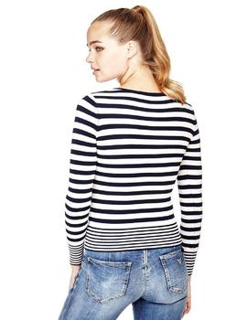 LS VN ESTELLA SWTR WHITE - INK BLUE STRIPES